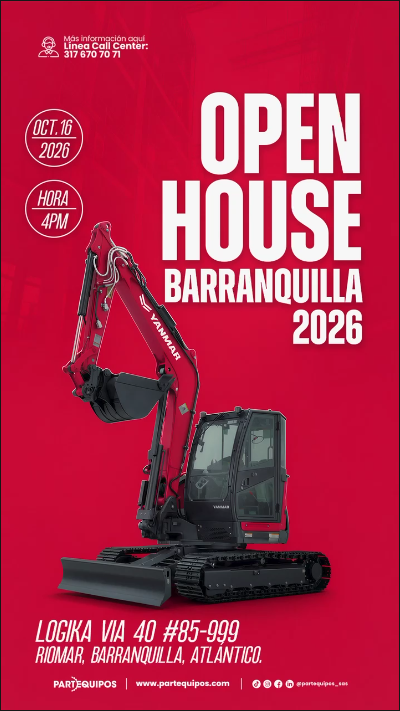 Gráfica del Open House Barranquilla 2026 con una miniexcavadora YANMAR